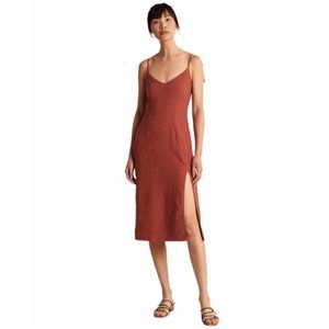 Abercrombie Tie-Strap Linen Midi Slit Dress XXS